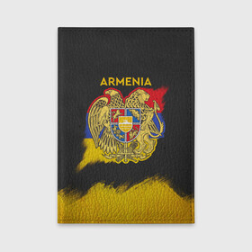 Обложка для автодокументов с принтом Yellow and Black Armenia в Екатеринбурге, натуральная кожа |  размер 19,9*13 см; внутри 4 больших “конверта” для документов и один маленький отдел — туда идеально встанут права | armenia | logo | армения | армян | армяни | герб | лев и орел | лого | символ | флаг | флаг и герб армении