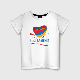 Детская футболка хлопок с принтом Я люблю Армению в Екатеринбурге, 100% хлопок | круглый вырез горловины, полуприлегающий силуэт, длина до линии бедер | armenia | logo | армения | армян | армяни | герб | лев и орел | лого | символ | флаг | флаг и герб армении