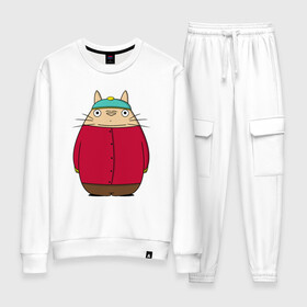 Женский костюм хлопок с принтом Totoro Cartman в Екатеринбурге, 100% хлопок | на свитшоте круглая горловина, мягкая резинка по низу. Брюки заужены к низу, на них два вида карманов: два 