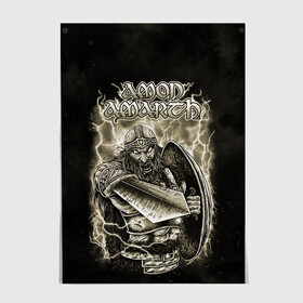 Постер с принтом Amon Amarth в Екатеринбурге, 100% бумага
 | бумага, плотность 150 мг. Матовая, но за счет высокого коэффициента гладкости имеет небольшой блеск и дает на свету блики, но в отличии от глянцевой бумаги не покрыта лаком | amon amarth | metal | викинг метал | группы | дэт метал | метал | музыка | рок