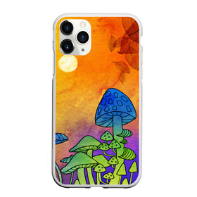 Чехол для iPhone 11 Pro матовый с принтом Заколдованный лес в Екатеринбурге, Силикон |  | акварель | глитч грибы | грибы | грибы нарисованные карандашом | листва | необычный лес | цветные грибы