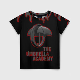 Детская футболка 3D с принтом The Umbrella Academy | Академи в Екатеринбурге, 100% гипоаллергенный полиэфир | прямой крой, круглый вырез горловины, длина до линии бедер, чуть спущенное плечо, ткань немного тянется | dark horse comics | the umbrella academy | umbrella | академия амбрелла | комикс | комильфо