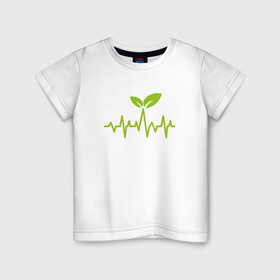Детская футболка хлопок с принтом Vegan Pulse в Екатеринбурге, 100% хлопок | круглый вырез горловины, полуприлегающий силуэт, длина до линии бедер | Тематика изображения на принте: green | greenpaece | vegan | yoga | веган | вегетарианец | гринпис | дерево | еда | животные | жизнь | здоровье | зеленый | йога | мир | овощи | пища | планета | природа | пульс | фрукты
