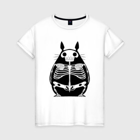 Женская футболка хлопок с принтом Totoro Skeletor в Екатеринбурге, 100% хлопок | прямой крой, круглый вырез горловины, длина до линии бедер, слегка спущенное плечо | ghibli | japan | nature | neigbor | neighbour | totoro | анимация | аниме | гибли | друг | животные | лес | милый | мир | миядзаки | мой сосед тоторо | мульт | мультфильм | природа | скелет | сосед | тоторо | хаяо | хранитель