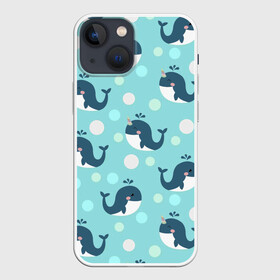 Чехол для iPhone 13 mini с принтом Единорогие киты в Екатеринбурге,  |  | арт | дельфин | дельфины | единороги | единорожки | кит | киты | море | моря | океан | океаны | под водой | рисунок