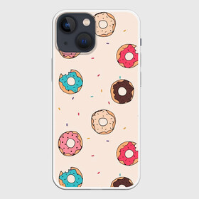 Чехол для iPhone 13 mini с принтом Кусанные пончики в Екатеринбурге,  |  | булка с дыркой | булочка | десерт | пончик | пончики | симпсоны | сладкая булка