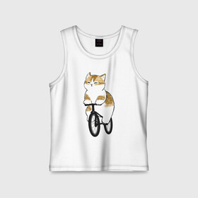 Детская майка хлопок с принтом Котик на велосипеде в Екатеринбурге,  |  | арт | велосипед | ветер | кот | котёнок | кошка | милая кошка | милый кот | милый котёнок | отдых | отдыхает | пончик | рисунок