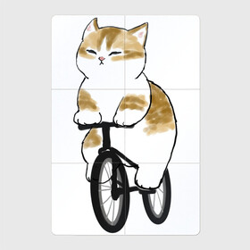 Магнитный плакат 2Х3 с принтом Котик на велосипеде в Екатеринбурге, Полимерный материал с магнитным слоем | 6 деталей размером 9*9 см | арт | велосипед | ветер | кот | котёнок | кошка | милая кошка | милый кот | милый котёнок | отдых | отдыхает | пончик | рисунок