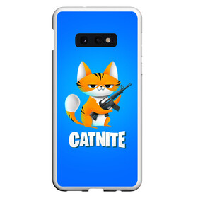 Чехол для Samsung S10E с принтом Catnite в Екатеринбурге, Силикон | Область печати: задняя сторона чехла, без боковых панелей | Тематика изображения на принте: cs go | fortnite | кот | котик | смешной кот | смешной фортнайт | фортнайт | шутер