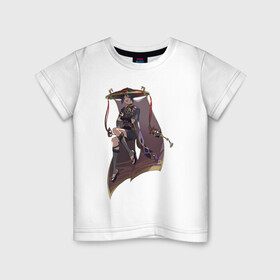 Детская футболка хлопок с принтом Скарамучча в Екатеринбурге, 100% хлопок | круглый вырез горловины, полуприлегающий силуэт, длина до линии бедер | арт | баал | инадзума | милый парень | рисунок | скарамучча | фатуи