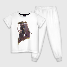 Детская пижама хлопок с принтом Скарамучча в Екатеринбурге, 100% хлопок |  брюки и футболка прямого кроя, без карманов, на брюках мягкая резинка на поясе и по низу штанин
 | арт | баал | инадзума | милый парень | рисунок | скарамучча | фатуи