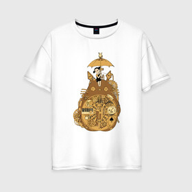 Женская футболка хлопок Oversize с принтом Totoro Friend в Екатеринбурге, 100% хлопок | свободный крой, круглый ворот, спущенный рукав, длина до линии бедер
 | ghibli | japan | nature | neigbor | neighbour | totoro | анимация | аниме | гибли | друг | животные | лес | милый | мир | миядзаки | мой сосед тоторо | мульт | мультфильм | природа | сосед | тоторо | хаяо | хранитель | япония