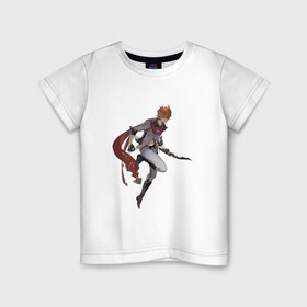 Детская футболка хлопок с принтом Тарталья в деле в Екатеринбурге, 100% хлопок | круглый вырез горловины, полуприлегающий силуэт, длина до линии бедер | арт | ли юэ | ржавый лук | рисунок | снежная | тарталья | фатуи