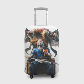 Чехол для чемодана 3D с принтом Geralt в Екатеринбурге, 86% полиэфир, 14% спандекс | двустороннее нанесение принта, прорези для ручек и колес | geralt | the witcher | wild hunt | witcher 3 | ведьмак | ведьмак 3 | геральт | дикая охота