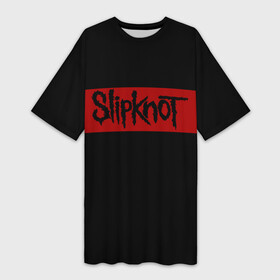 Платье-футболка 3D с принтом Полосатый Slipknot в Екатеринбурге,  |  | slipknot | лого | музыка | полоса | рок | текст