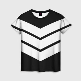 Женская футболка 3D с принтом Три полоски в Екатеринбурге, 100% полиэфир ( синтетическое хлопкоподобное полотно) | прямой крой, круглый вырез горловины, длина до линии бедер | геометрия | линии | минимализм | полосы | три полоски | черно белое