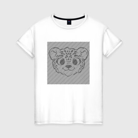 Женская футболка хлопок с принтом Tiger Cub illusion в Екатеринбурге, 100% хлопок | прямой крой, круглый вырез горловины, длина до линии бедер, слегка спущенное плечо | art | illusion | арт | иллюзия | линии | надпись | оптическая | оптическая иллюзия