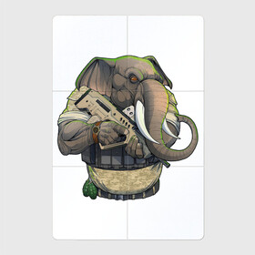 Магнитный плакат 2Х3 с принтом Слон-военный в Екатеринбурге, Полимерный материал с магнитным слоем | 6 деталей размером 9*9 см | Тематика изображения на принте: автомат | арт | животное | зверь | оружие | рисунок | слон | человекоподобный