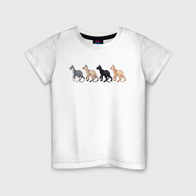 Детская футболка хлопок с принтом Сфинксы в Екатеринбурге, 100% хлопок | круглый вырез горловины, полуприлегающий силуэт, длина до линии бедер | Тематика изображения на принте: группа котов | домашние любимцы | животные | кот | коты | лысый кот | сфинкс