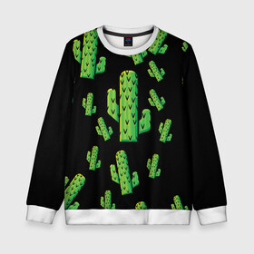 Детский свитшот 3D с принтом Cactus Time - Веселые кактусы в Екатеринбурге, 100% полиэстер | свободная посадка, прямой крой, мягкая тканевая резинка на рукавах и понизу свитшота | cactus time | веселый | зеленый | кактусы | милый