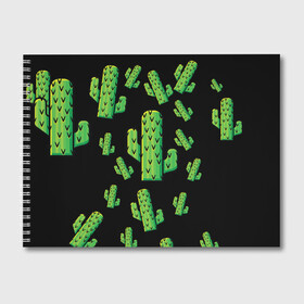 Альбом для рисования с принтом Cactus Time - Веселые кактусы в Екатеринбурге, 100% бумага
 | матовая бумага, плотность 200 мг. | cactus time | веселый | зеленый | кактусы | милый