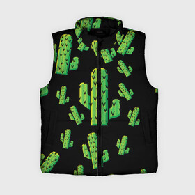 Женский жилет утепленный 3D с принтом Cactus Time   Веселые кактусы в Екатеринбурге,  |  | cactus time | веселый | зеленый | кактусы | милый
