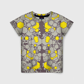 Детская футболка 3D с принтом абстракция киберпанк в Екатеринбурге, 100% гипоаллергенный полиэфир | прямой крой, круглый вырез горловины, длина до линии бедер, чуть спущенное плечо, ткань немного тянется | абстракция | андроид | киберпанк | провода | робот | симметрия | шестигранники