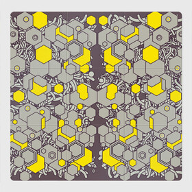 Магнитный плакат 3Х3 с принтом абстракция киберпанк в Екатеринбурге, Полимерный материал с магнитным слоем | 9 деталей размером 9*9 см | абстракция | андроид | киберпанк | провода | робот | симметрия | шестигранники