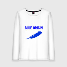 Женский лонгслив хлопок с принтом Blue Origin logo перо в Екатеринбурге, 100% хлопок |  | blue origin | logo | блю ориджин | логотип | перо