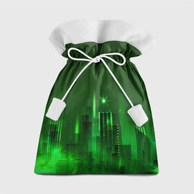 Подарочный 3D мешок с принтом Зеленый город в Екатеринбурге, 100% полиэстер | Размер: 29*39 см | большие строения | большой город | высокие постройки | дома | здания | многоэтажки | постройки