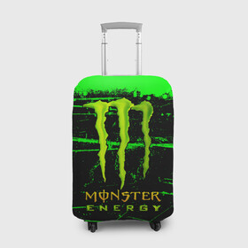 Чехол для чемодана 3D с принтом MONSTER ENERGY NEON LOGO в Екатеринбурге, 86% полиэфир, 14% спандекс | двустороннее нанесение принта, прорези для ручек и колес | monster | monster energy | монстер | монстер енерджи | монстер енэрджи | монстер энерджи | неон | энергетик | энергетический напиток