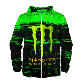 Мужская ветровка 3D с принтом MONSTER ENERGY NEON LOGO в Екатеринбурге, 100% полиэстер | подол и капюшон оформлены резинкой с фиксаторами, два кармана без застежек по бокам, один потайной карман на груди | Тематика изображения на принте: monster | monster energy | монстер | монстер енерджи | монстер енэрджи | монстер энерджи | неон | энергетик | энергетический напиток