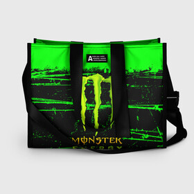 Сумка-шоппер 3D с принтом MONSTER ENERGY NEON LOGO в Екатеринбурге, 100% полиэстер | застегивается на металлическую кнопку; внутренний карман застегивается на молнию. Стенки укреплены специальным мягким материалом, чтобы защитить содержимое от несильных ударов
 | monster | monster energy | монстер | монстер енерджи | монстер енэрджи | монстер энерджи | неон | энергетик | энергетический напиток