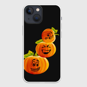 Чехол для iPhone 13 mini с принтом Хэллоуин смешные тыквы в Екатеринбурге,  |  | день всех святых | забавные рожицы | карнавал | праздник | смешные | тыквы | хэллоуин
