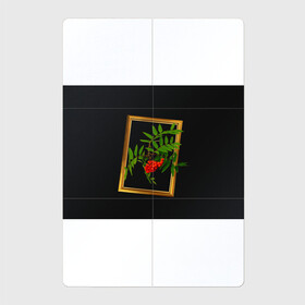 Магнитный плакат 2Х3 с принтом ягоды рябины в золотой раме в Екатеринбурге, Полимерный материал с магнитным слоем | 6 деталей размером 9*9 см | 3 сентября | костры рябин | осень | рябина | черный фон | ягоды