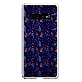 Чехол для Samsung Galaxy S10 с принтом Абстрактный растительный узор в Екатеринбурге, Силикон | Область печати: задняя сторона чехла, без боковых панелей | абстракция | дудл | дудлинг | дудлы | завитки | завитушки | орнамент | растительный | узор | узорчик | хохлома | цветочный