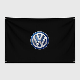 Флаг-баннер с принтом Volkswagen логотип в Екатеринбурге, 100% полиэстер | размер 67 х 109 см, плотность ткани — 95 г/м2; по краям флага есть четыре люверса для крепления | golf | logo | polo | tuareg | volkswagen | vw | авто | автомобиль | лого | логотип | машина | пассат | поло | сс | тачка | тигуан | туарег | фольксваген | цц