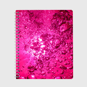 Тетрадь с принтом Розовые Пузырьки в Екатеринбурге, 100% бумага | 48 листов, плотность листов — 60 г/м2, плотность картонной обложки — 250 г/м2. Листы скреплены сбоку удобной пружинной спиралью. Уголки страниц и обложки скругленные. Цвет линий — светло-серый
 | Тематика изображения на принте: абстрактный розовый | неоновый розовый | розовая вода | розовый мир
