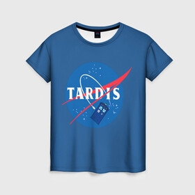Женская футболка 3D с принтом Тардис в космосе в Екатеринбурге, 100% полиэфир ( синтетическое хлопкоподобное полотно) | прямой крой, круглый вырез горловины, длина до линии бедер | doctor who | serial | доктор кто | путешествия во времени | сериал | сериалы | фантастика