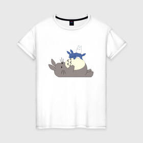 Женская футболка хлопок с принтом Sleepy Totoro в Екатеринбурге, 100% хлопок | прямой крой, круглый вырез горловины, длина до линии бедер, слегка спущенное плечо | ghibli | japan | nature | neigbor | neighbour | totoro | анимация | аниме | гибли | друг | животные | лес | милый | мир | миядзаки | мой сосед тоторо | мульт | мультфильм | природа | сосед | тоторо | хаяо | хранитель | япония