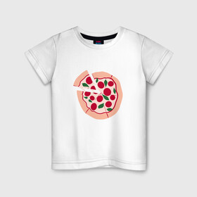 Детская футболка хлопок с принтом пицца и ломтик в Екатеринбурге, 100% хлопок | круглый вырез горловины, полуприлегающий силуэт, длина до линии бедер | быстро | вкусно | еда | италия | кухня | пицца | тесто