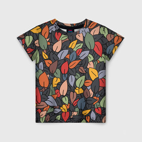Детская футболка 3D с принтом Рисованная Осень в Екатеринбурге, 100% гипоаллергенный полиэфир | прямой крой, круглый вырез горловины, длина до линии бедер, чуть спущенное плечо, ткань немного тянется | дерево | лес | листок | листопад | листья | осень
