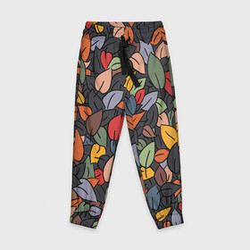Детские брюки 3D с принтом Рисованная Осень в Екатеринбурге, 100% полиэстер | манжеты по низу, эластичный пояс регулируется шнурком, по бокам два кармана без застежек, внутренняя часть кармана из мелкой сетки | дерево | лес | листок | листопад | листья | осень