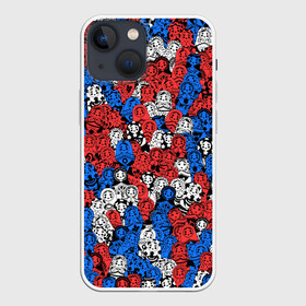 Чехол для iPhone 13 mini с принтом Бело сине красные матрёшки в Екатеринбурге,  |  | matryoshka | матрешка | паттерн | россия | русский | славянский | триколор | узор | флаг