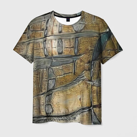 Мужская футболка 3D с принтом Современное искусство в Екатеринбурге, 100% полиэфир | прямой крой, круглый вырез горловины, длина до линии бедер | Тематика изображения на принте: абстрактный | абстракция | бежевый | картина | рисунок | светлый | серый | тренд