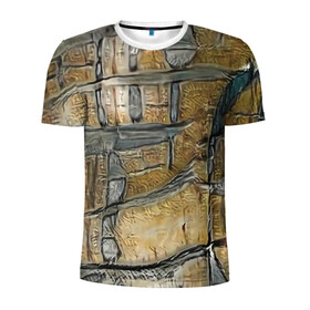 Мужская футболка 3D спортивная с принтом Современное искусство в Екатеринбурге, 100% полиэстер с улучшенными характеристиками | приталенный силуэт, круглая горловина, широкие плечи, сужается к линии бедра | абстрактный | абстракция | бежевый | картина | рисунок | светлый | серый | тренд