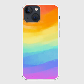 Чехол для iPhone 13 mini с принтом РАДУЖНЫЕ ВОЛНЫ | RAINBOW WAVES (Z) в Екатеринбурге,  |  | color | paint | rainbow | rainbow waves | waves | волны | краска | радуга | радужная | радужные волны | цветная | яркая