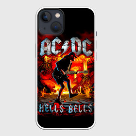 Чехол для iPhone 13 с принтом AC DC HELLS BELLS в Екатеринбурге,  |  | ac dc | acdc | acdc ас дс | angus | back in black | highway to hell | mckinnon | you | австралийская | ангус янг | ас дс | асдс | блюз | в форме | гитара | группа | крис слэйд | метал | молния | музыка | певец | рок | рок н ролл | стиви янг