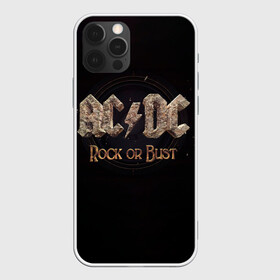 Чехол для iPhone 12 Pro с принтом AC/DC Rock or Bust в Екатеринбурге, силикон | область печати: задняя сторона чехла, без боковых панелей | ac dc | acdc | acdc ас дс | angus young | back in black | highway to hell | mckinno | австралийская | ангус янг | ас дс | асдс | блюз | в форме | гитара | группа | крис слэйд | метал | молния | музыка | певец | рок | рок н ролл | стиви янг