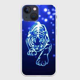 Чехол для iPhone 13 mini с принтом Неоновый тигр в Екатеринбурге,  |  | cat | neon | new year | tiger | блеск | восточный гороскоп | год тигра | гороскоп | день рождения | дикие животные | дикий тигр | зверь | злой кот | кот | кошак | кошка | неоновый | новый год | подарок | сила